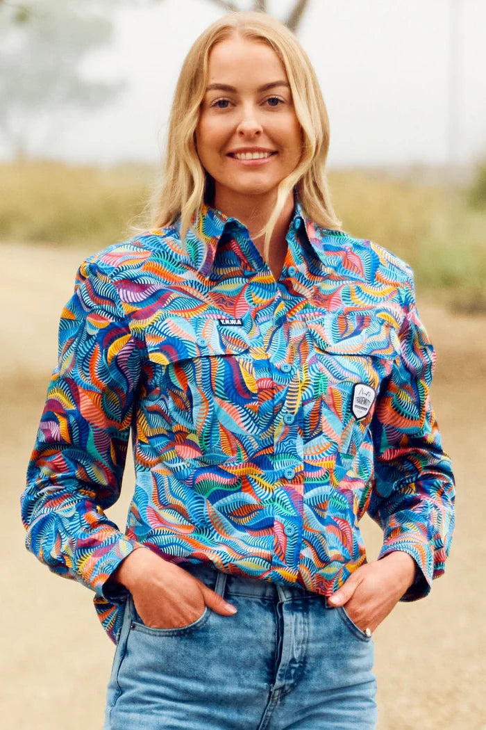 Womens Snazzy Full Button Full Print Workshirt