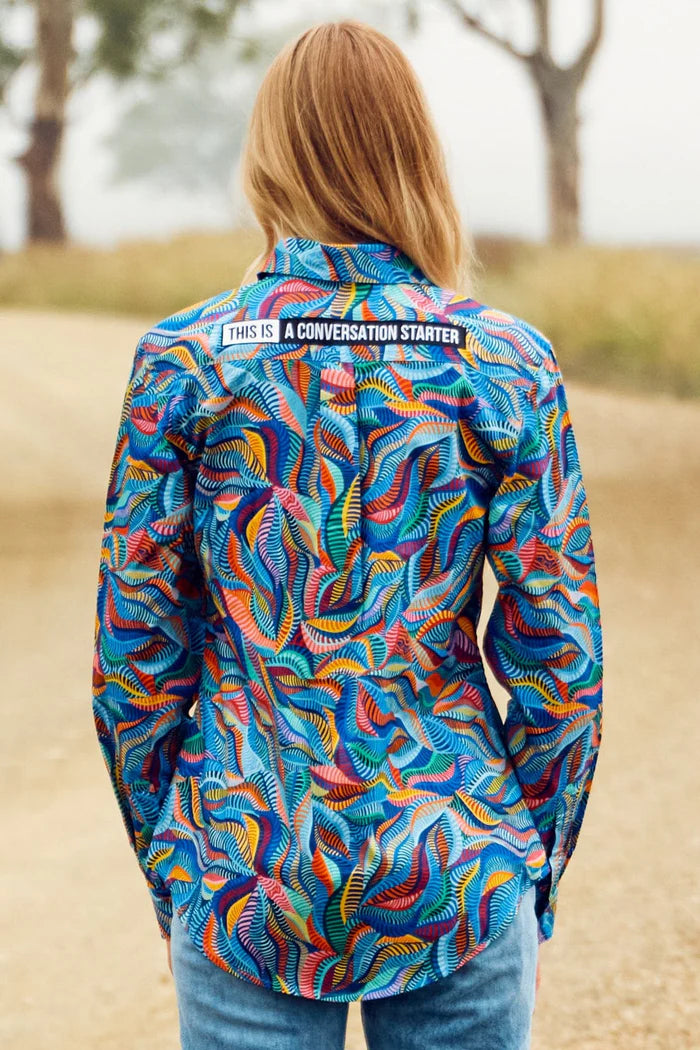 Womens Snazzy Full Button Full Print Workshirt