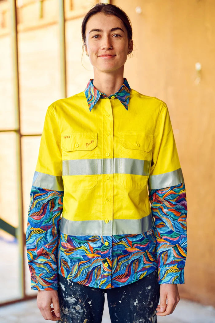 Womens Snazzy Yellow Day/Night Hi Vis Full Button Workshirt