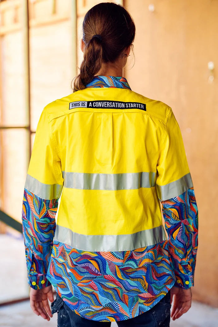 Womens Snazzy Yellow Day/Night Hi Vis Full Button Workshirt