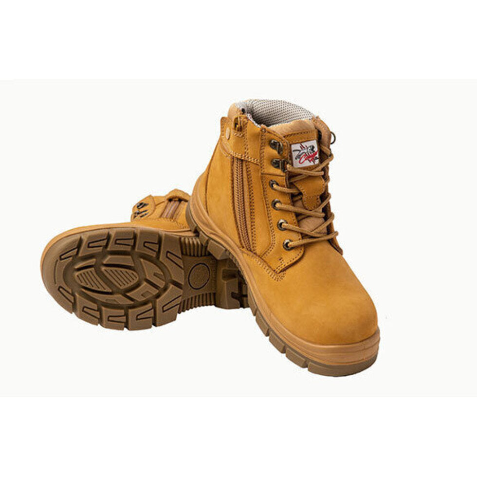 Cougar - SORRENTO - 6in Wheat Lace Up Side Zip Collar Boot Non Safety