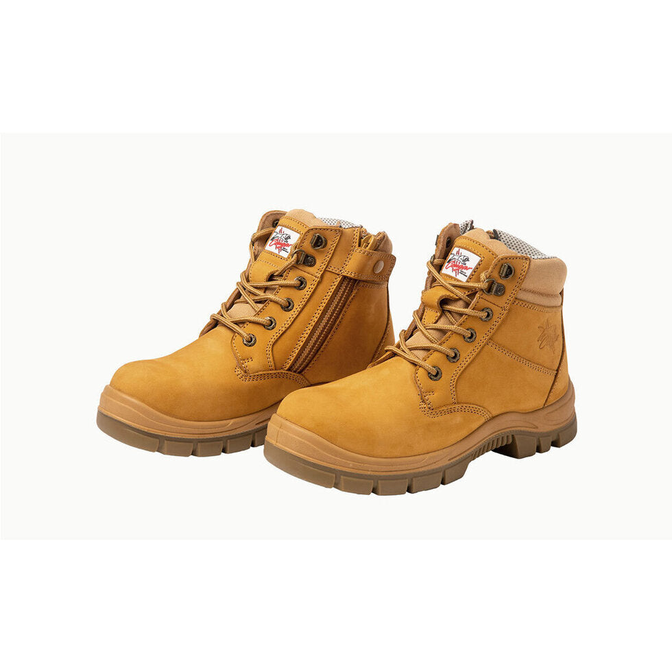 Cougar - SORRENTO - 6in Wheat Lace Up Side Zip Collar Boot Non Safety